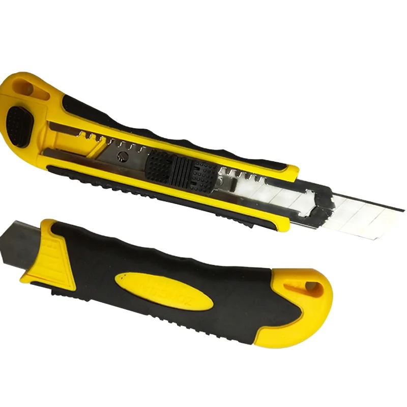 utility knife of three running blades,auto retractable utility knife with logo card