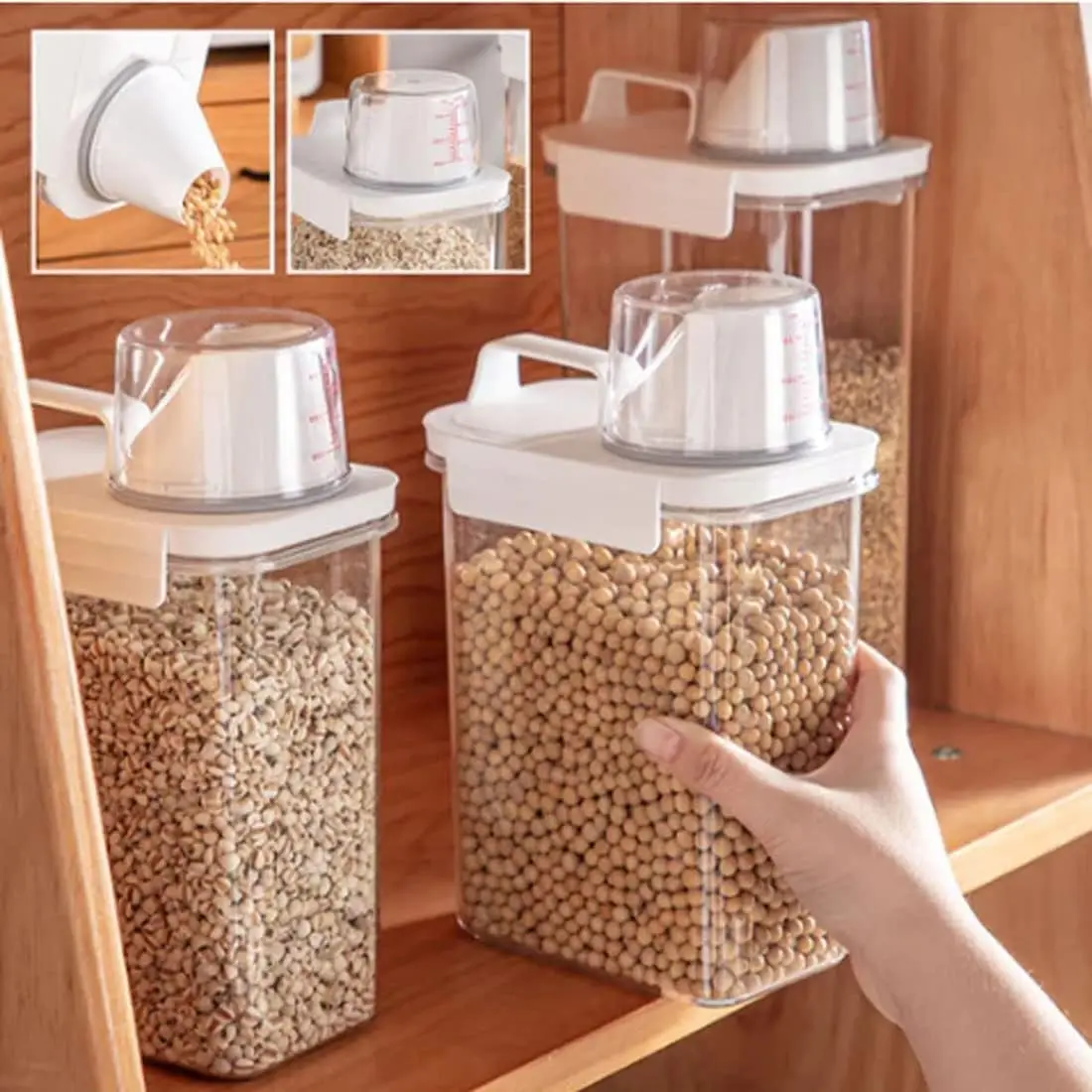 Cereal Dispenser Easy Flow Storage Jar Plastic Grocery Container, Large Capacity  Food Storage Containers with Lids Airtight