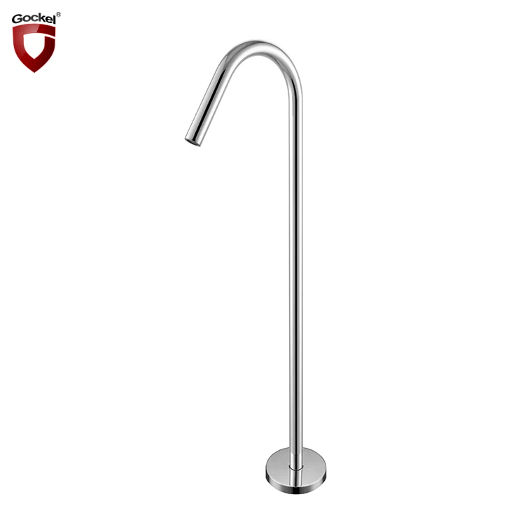 Modern Chrome Brass Spout Tub Filler Floor Freestanding Bath Tub Faucet Bathtub Mixer