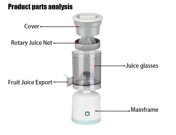 High Quality Portable Bladeless Cold Press Juicer Fresh Fruit and Vegetable Machine