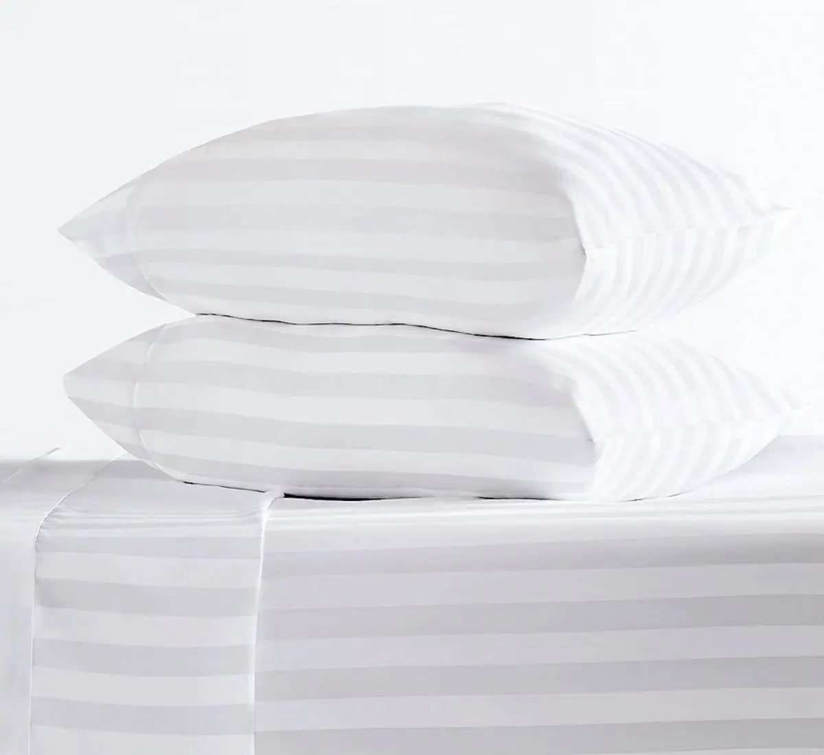 Wholesale Premium Hotel 100% Cotton 300TC  Sateen White stripe  Duvet Cover  Bed Linen sheet Set