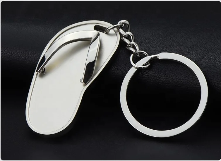 slippers key chain creative beach travel gift  key pendant gift metal zinc alloy keyring bag charm key holder