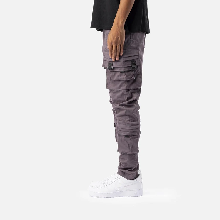 Custom OEM Manufacturer Vintage Multiple Pockets Drawstring Streetwear Slim Fit Mens Long parachute Cargo Pant for men Trousers