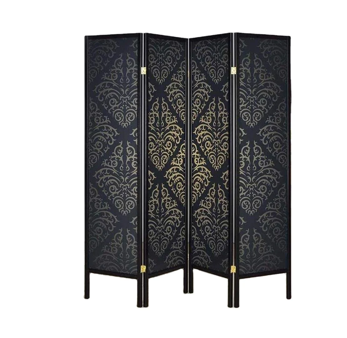 Dark Folding Classical Partition for Living Room Fabrics & Canvas Print Room Divider Privacy Screens