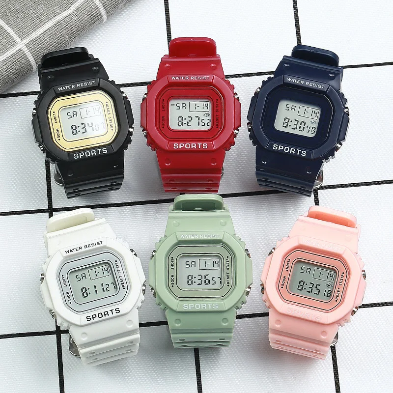 S142 Foreign trade student electronic watch multi-functional luminous sports matcha green small block electronic watch