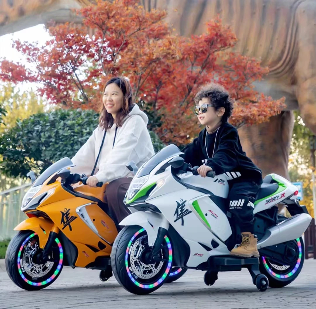 2023 Large size children electric motorcycle charging riding motorbike with flash wheel kids motorcycle