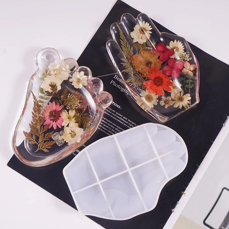 DIY Palms and Feet Shape  Silicone Resin Mold, Crystal Epoxy Mold Storage Box,Ashtray Silicone Mold for Home Decor