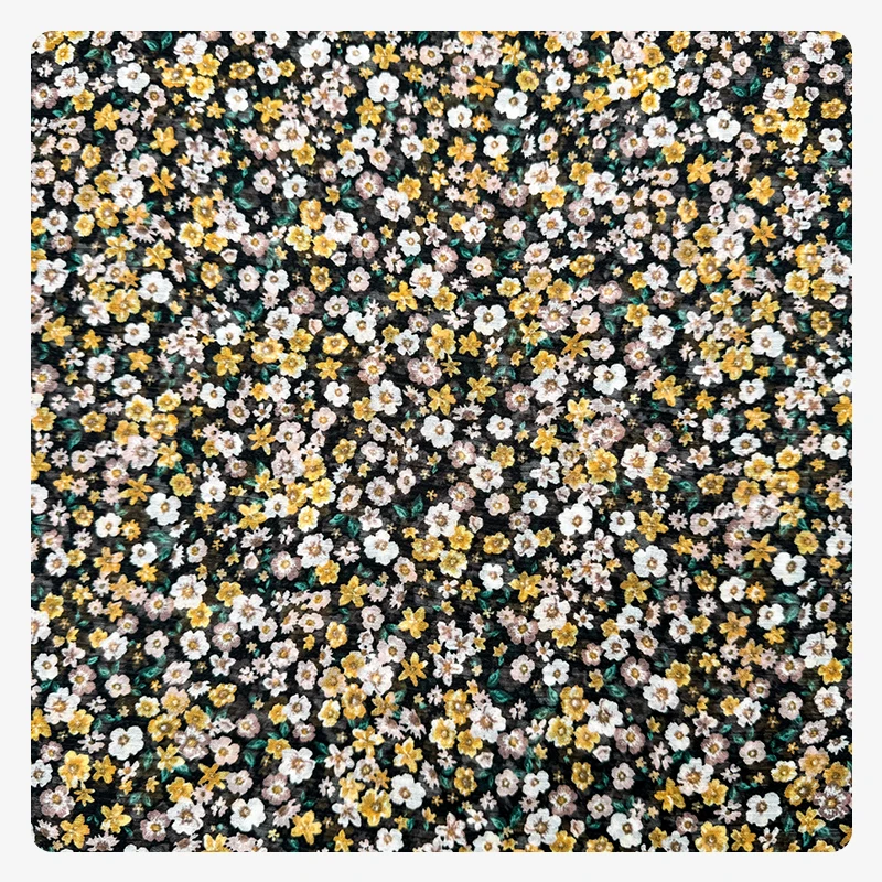 Wedtex Fabric Factory Custom Oil Painting Style Small Floral Print Chiffon Polyester Fabric for Camisole Dress