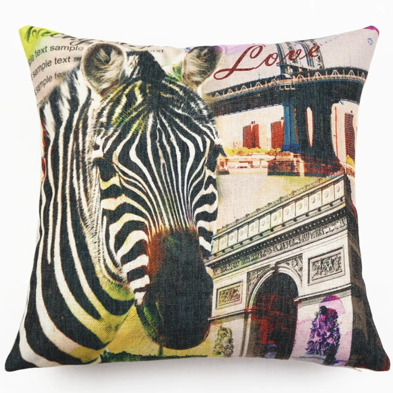 Modern square american style animal printing hotel cushion cover woven cushion case