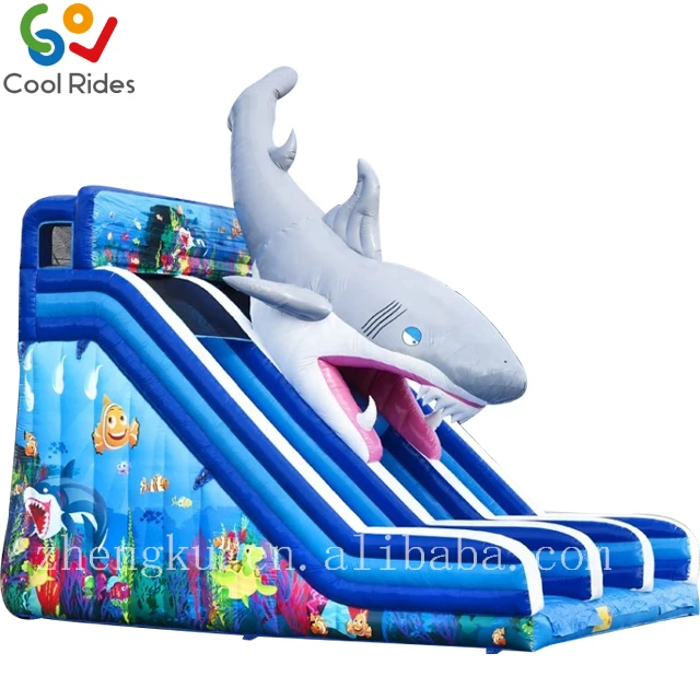 Hot sale 0.55mm PVC tarpaulin inflatable water slide jumping castle shark bouncy castle