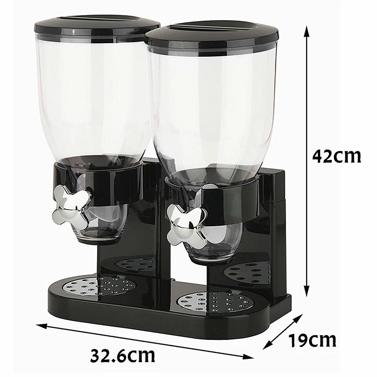 Kitchen Plastic Breakfast Buffet Oatmeal Machine Dry Food Grain Dispenser Double Cereal Dispenser Container