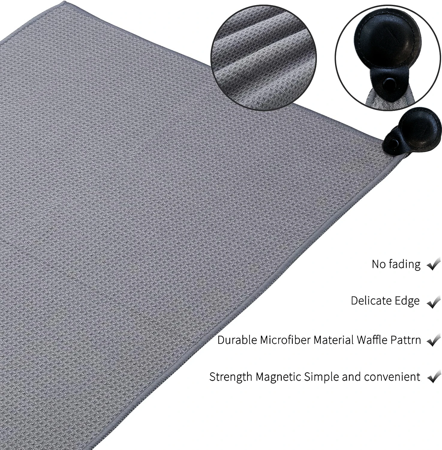 (Black/blue/green/gray)microfiber golf towel with round shape pu leather cover magnet for strong hold to golf carts or clubs