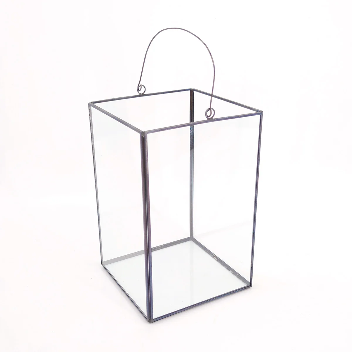 geometric shape glass and wood vase planter terrarium figurine miniatures for miniature garden home office tabletop