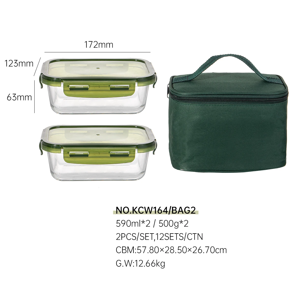 Glass Container Set High Borosilicate Glass Storage Lunch Box Kitchen Storage Airtight Glass Food Container
