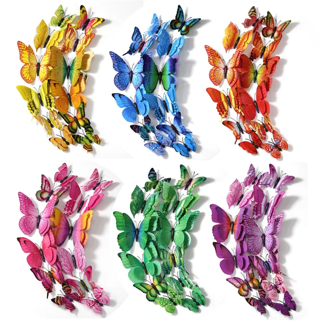 
3D Double Layer Decorative Butterfly Wall Decoration Butterfly Background Wall Stickers 