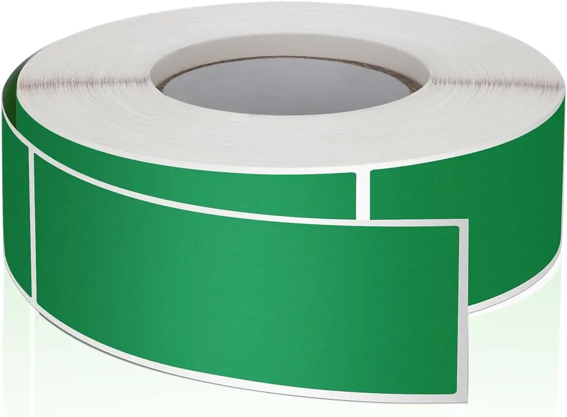 Rectangular Reusable PVC Adhesive Vinyl Roll 3 x 1 Inch Waterproof Color Coding Labels Perfume Cosmetics Custom Carton Surface