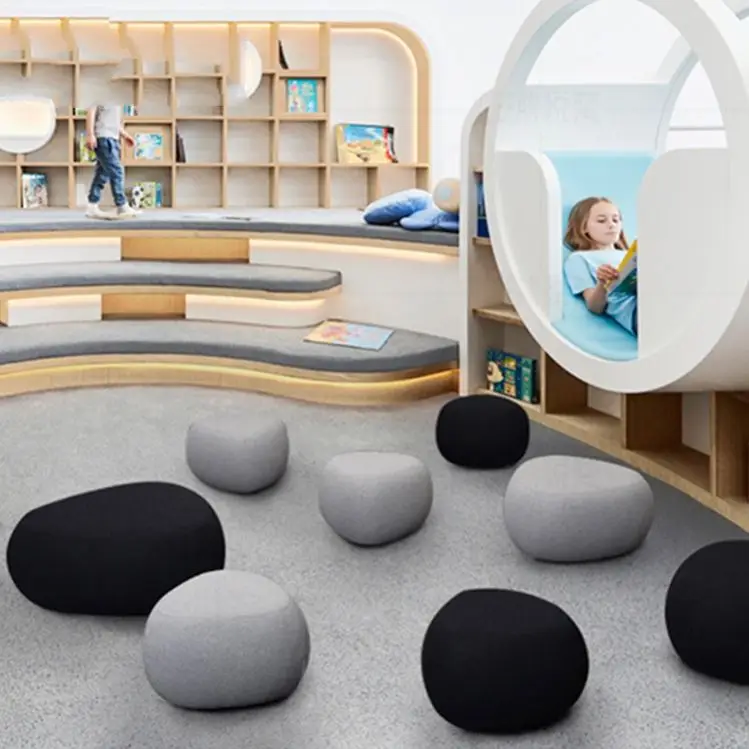 European style modern multicolor color fabric customizable sofa stool pouf ottoman for sale