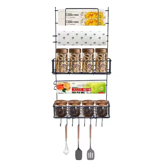 Hot Selling Metal Wire Refrigerator Hanging Basket Behind Door Storage Rack For Household
