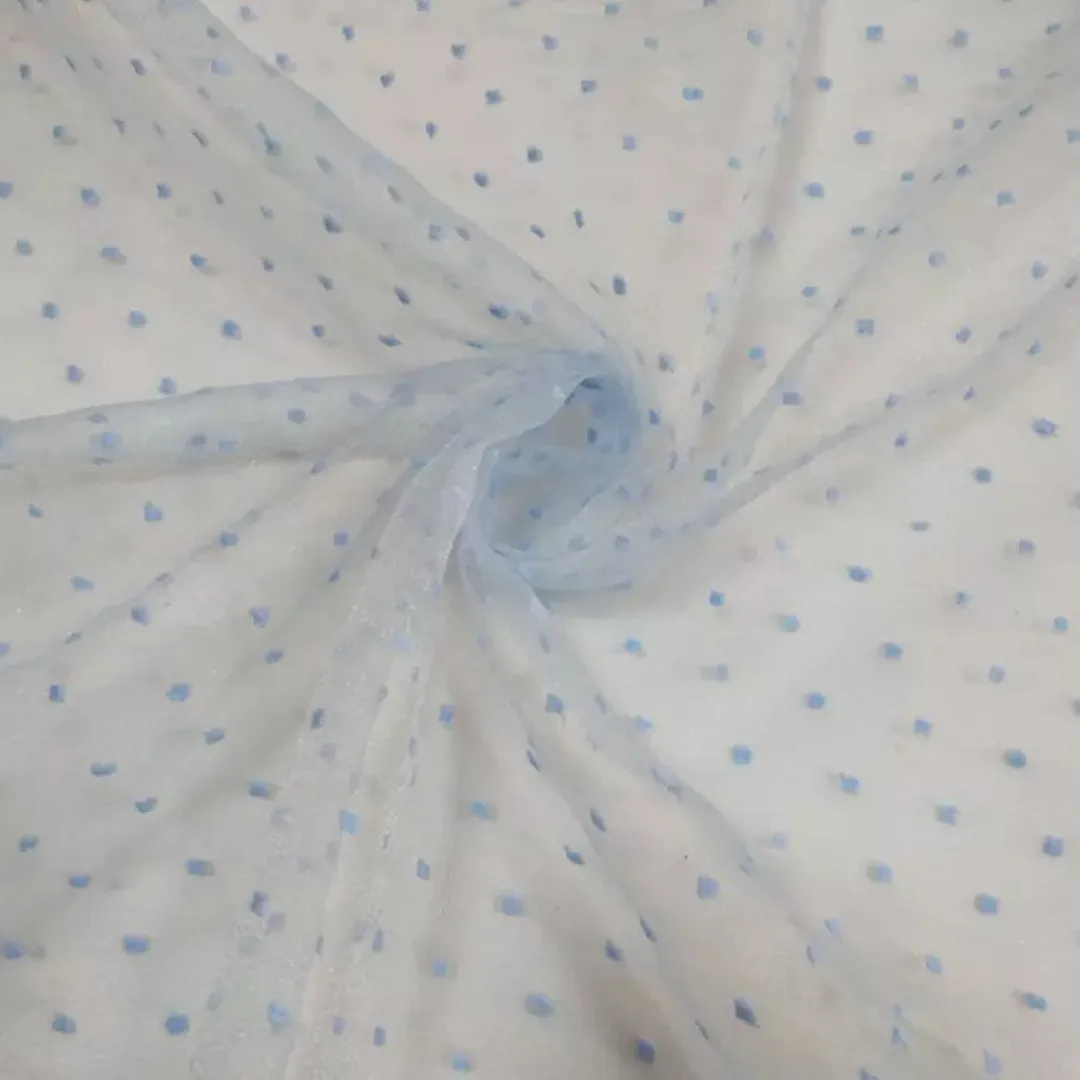 In Stock Dot Pattern Jacquard Weave Polyester Bubble Seersucker Organza for Bridal Veil
