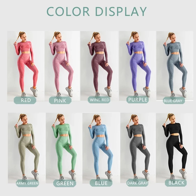 
5pcs women vital seamless yoga set workout sport wear gym clothing short long sleeve crop top high waist leggings sports suit 