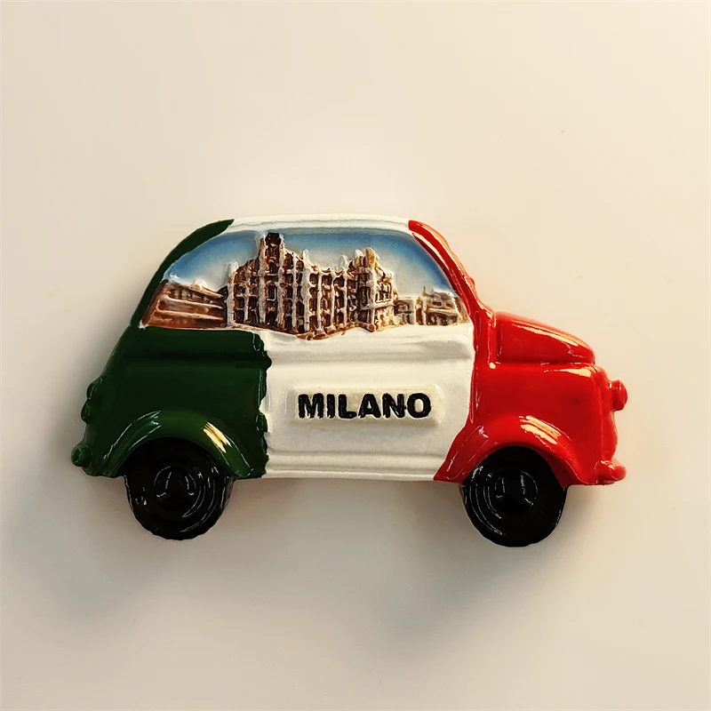 Custom Hand-painted Resin Car Fridge Magnets Creative Italian MILANO Architecture Tourist Souvenirs Fridge Magnets