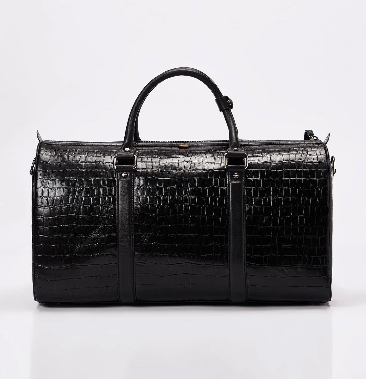 Custom logo black crocodile pu leather duffle bag outdoor sports travel design branded duffle bag for men