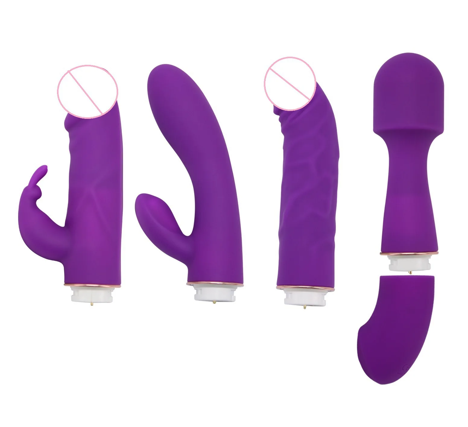 YPM 4pcs Set Purple Color Vibrator Set Woman Vagina  Pussy  Double Head Wand Sex toy Mini Wand Massage For WomenPopular