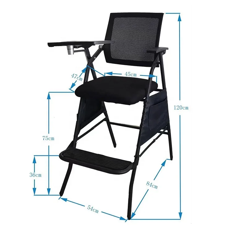 Official designated custom ping-pong referee chair OEM can foldable deputy umpire print advertisement brand chair pingpong match