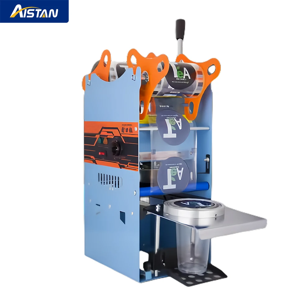 WY802F Manual Cup Sealing Machine Bubble Tea Boba Cup Sealer Plastic or Paper 220V 110V Film Plastic Plate Lid Machine