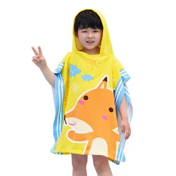 Детская накидка банное полотенце для От 2 до 10 лет с рисунками из мультфильмов, быстро сохнет, накидка в полоску банный халат абсорбент внешняя часть изготовлена из микрофибры пляжные полотенца