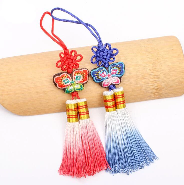 Handmade Polyester Lucky Chinese Knot with Tassels for Lantern Car Home Decoration Hanging Decorations Chinese Style Gift