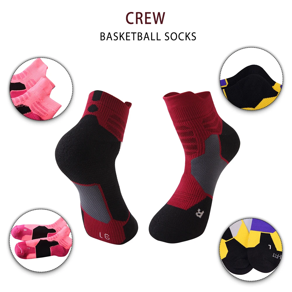Vivid Color Thick Women Men Outdoor Sport Unisex Crew Basketball Socks Custom Compression Elite Athletic Performance Socks