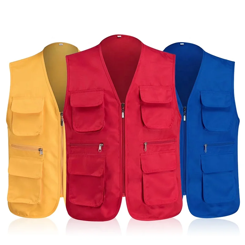 Three-dimensional pocket cargo fisherman vest cartoon logo vest fishing hiking reporter photography camping hunting vest