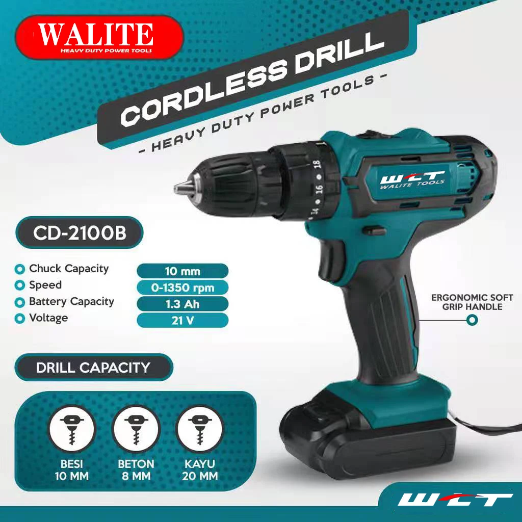 
High quality electric hand drill, cordless drill 21V 1300Ah varied speed power tools 