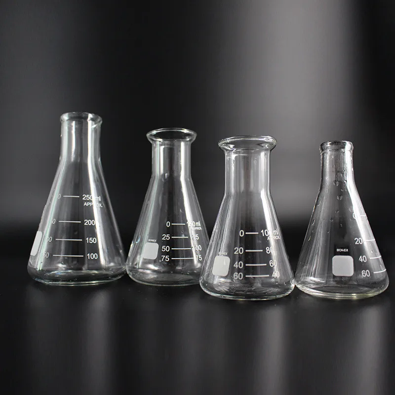 Custom High Quality Erlenmeyer Flask Borosilicate Glass White Gradient for Lab Home Classroom Use