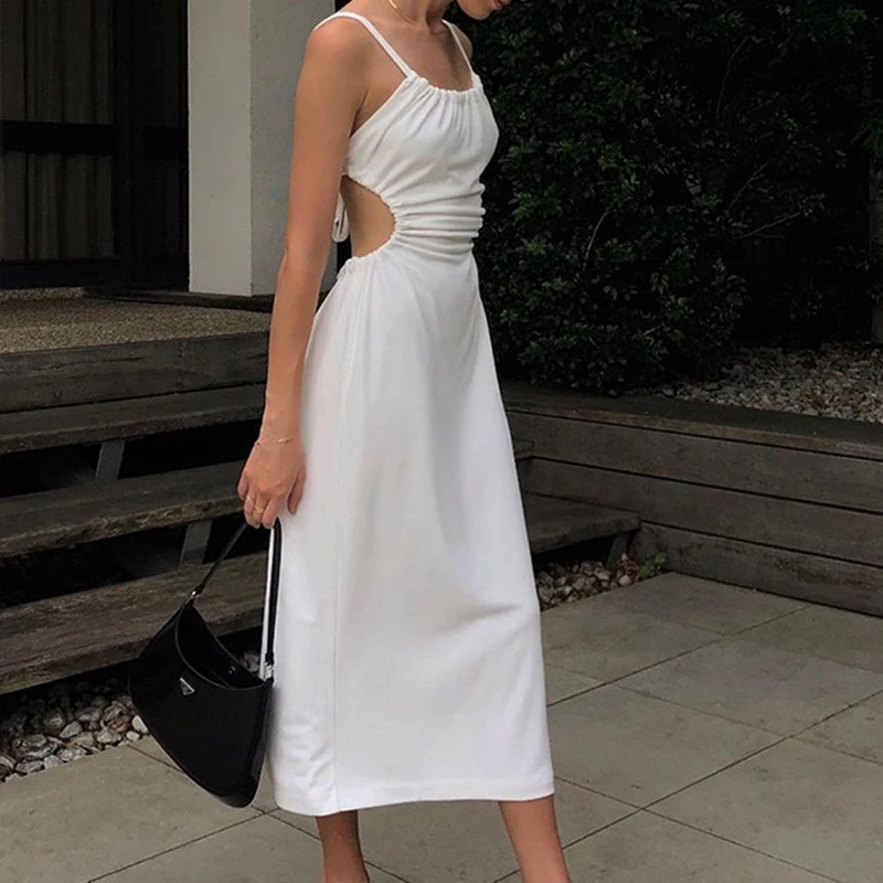 Summer Backless Sleeveless Maxi Cutout Slip Dress Custom Women Casual Dresses