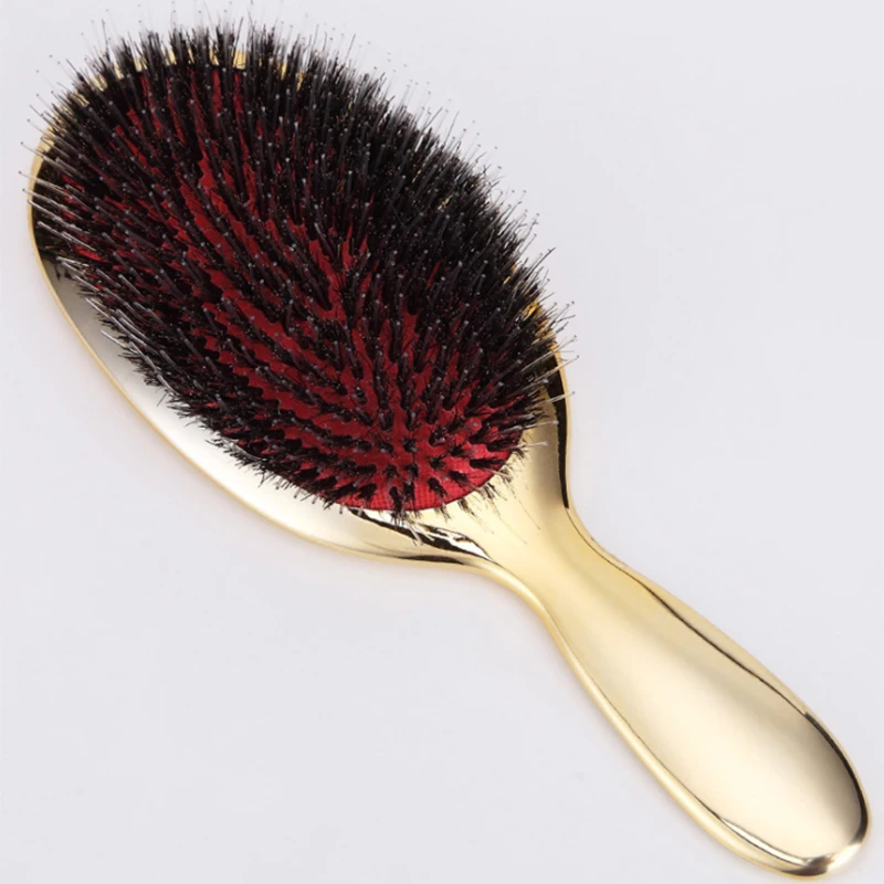 Professional  Custom Logo Oval Paddle Hair Brush Natural Boar bristle Detangling Comb Massage Hair Scalp Nylon Bristle Brushes