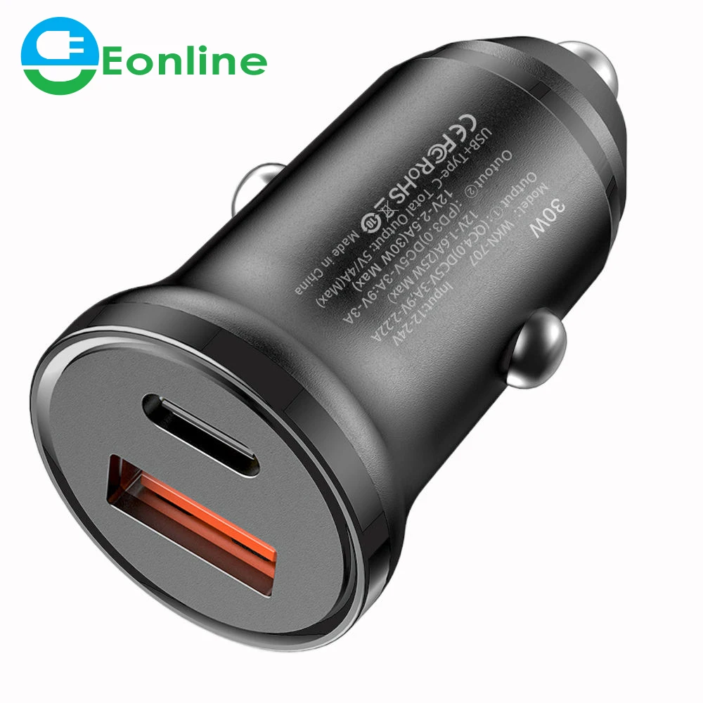 EONLINE 25W USB Car Charger Quick Charge QC 4.0 3.0 FCP SCP AFC USB PD Fast Charging Car Phone Charger For Huawei Xiaomi iPhone