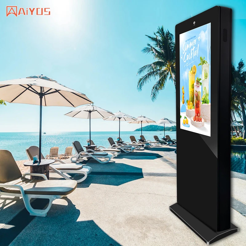 High Brightness 2500nits touch screen lcd outdoor advertising totem kiosk CMS software LCD display digital signage and displays