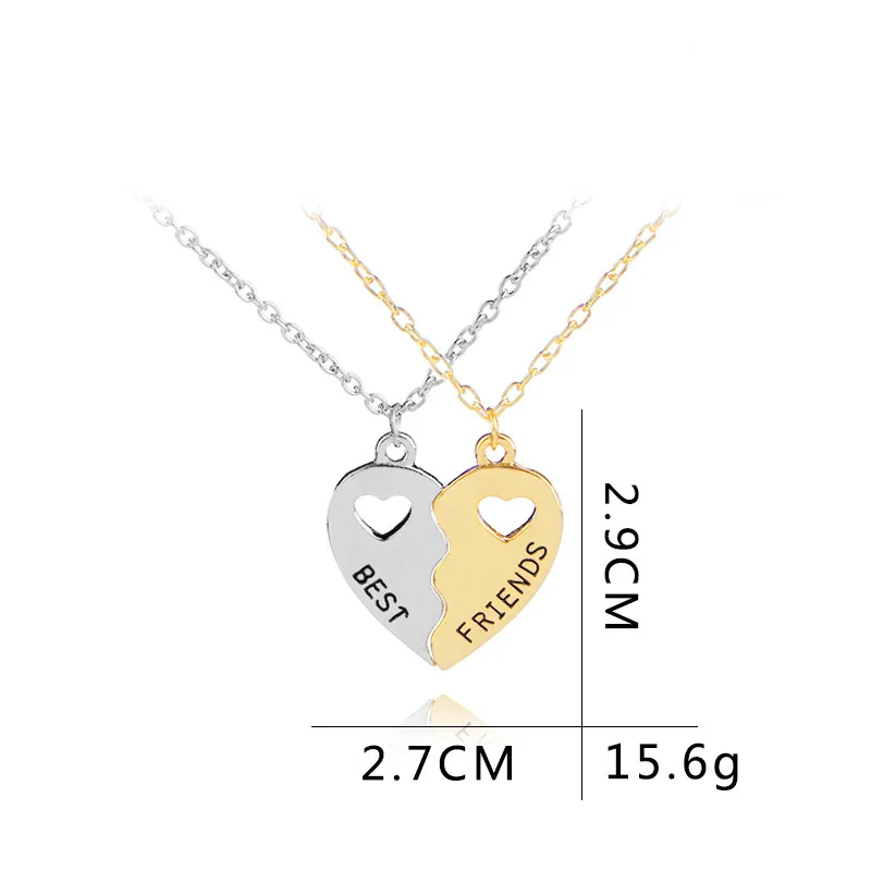 Lateefah OEM Romantic Heart Best Friends Good Friend Friendship Pendants 2 Pcs/ Set Necklace