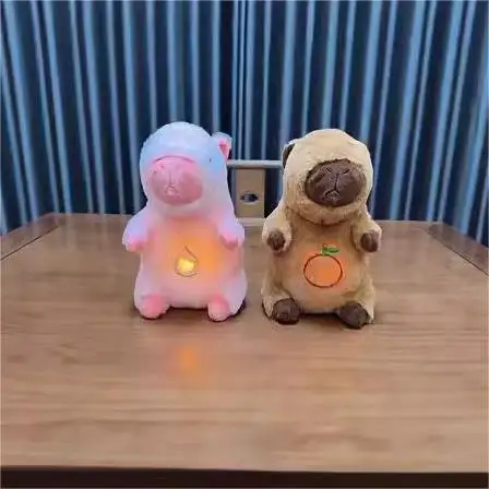 Explosive Off-The-Shelf Capybara Breathing Light Soothing Plush Toy Pink Brown Capybara Sleeping Comforter Doll Light Baby Toys
