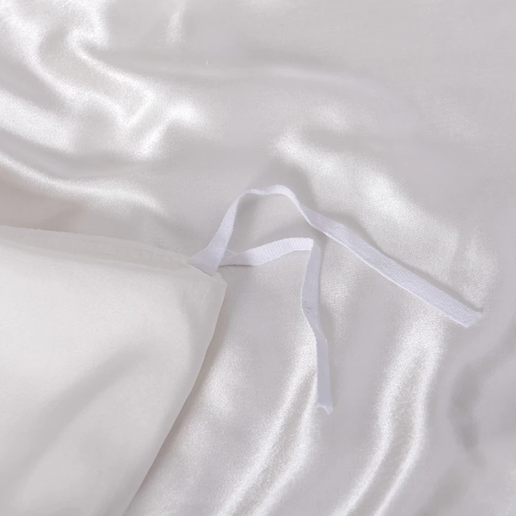 Custom LOGO white luxury silk cotton satin fabric for bedding