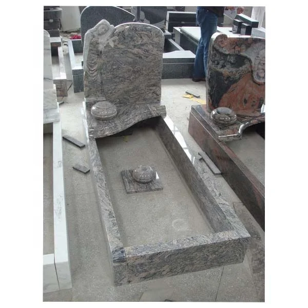 China Juparana granite headstone Standing Maria stone statue monument