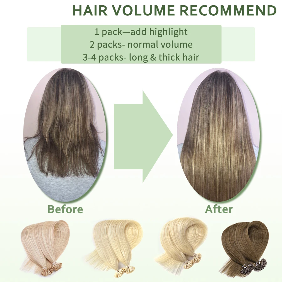 Neitsi Nail U tip 100% Human Hair Extensions Straight natural Machine made Remy Keratin Pre Bonded Human Hair Capsules 12-28inch