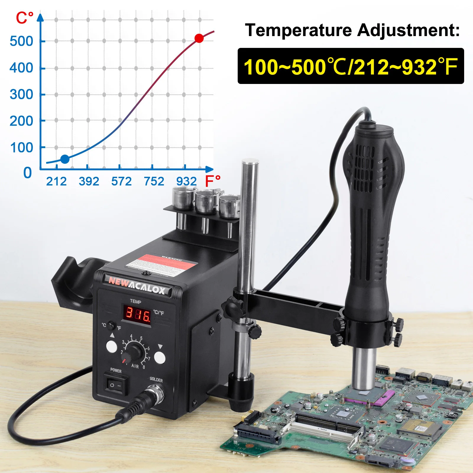 700W Digital Hot Air Rework Station C/F Temperature Regulated Soldering Station US Plug 110V  Desoldering Welding Tool