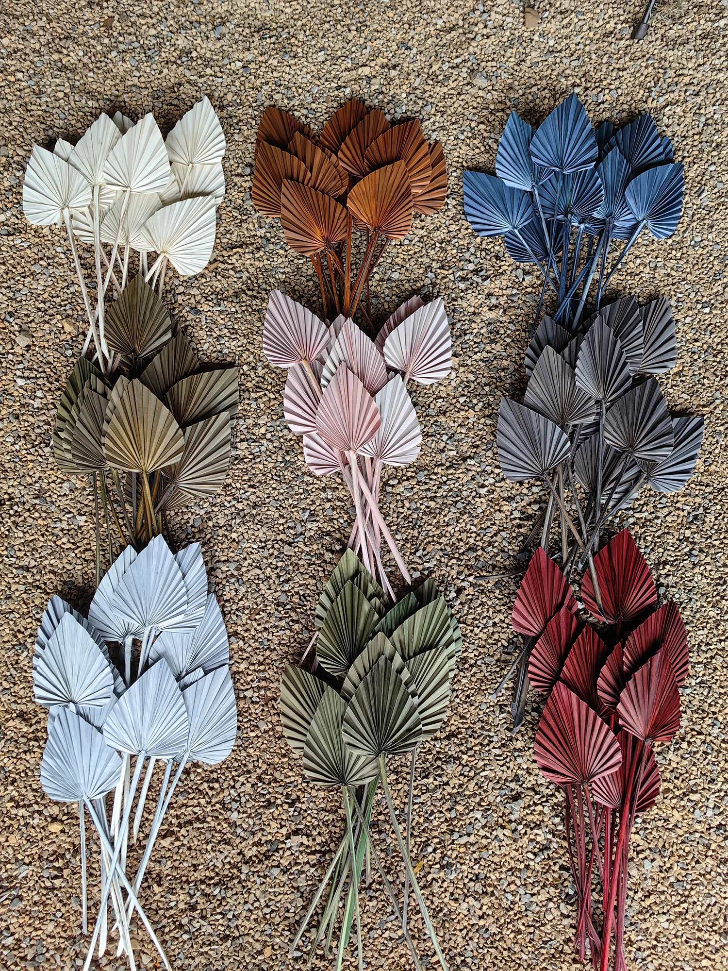 factory wholesale small real heart shaped oval palm spear colored brown blue black dry palm leaf dried palm leaves for decor