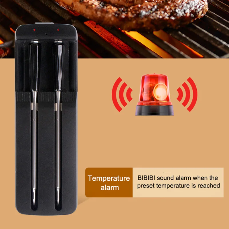 Smart App-Controlled Digital BBQ Thermometer Waterproof Kitchen Food Cooking Thermometer for Oven BBQ and Meat Household Use