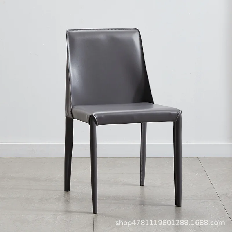 
Home Dining Chair for Hotel Use, PU Leather Upholstered Living Room Dinning Chair with Metal Leg, Unique Design Modern Chair 