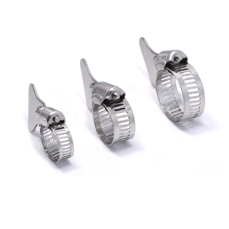 stainless steel handle hose clamp oil pipe and gas pipe hoop american type thumb fixed water pipe clamp manufacturer