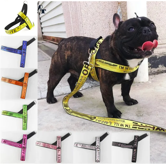 Нейлоновая Пряжка Bulldog 1 5 м Регулируемая Веревка аксессуары для магазина дизайнерский ошейник щенка с надписью Off роскошный поводок